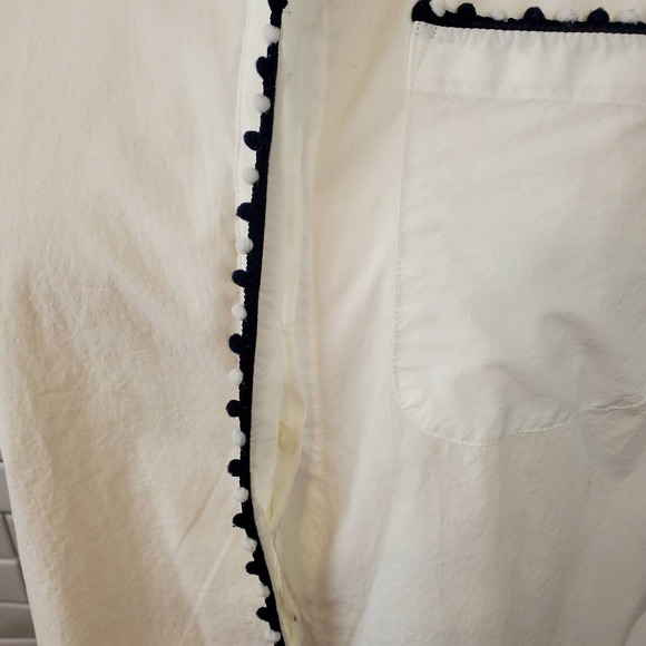 CROWN & IVY| POM POM WHITE DRESS SHIRT 100%  COTTON WOMEN'S SIZE SMALL - Picture 9 of 17